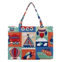 Toy-transport-cartoon-seamless-pattern-with-airplane-aerostat-sail-yacht-vector-illustration Medium Tote Bag View1