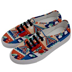 Toy-transport-cartoon-seamless-pattern-with-airplane-aerostat-sail-yacht-vector-illustration Men s Classic Low Top Sneakers by Jancukart