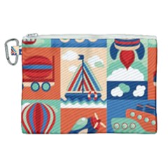 Toy-transport-cartoon-seamless-pattern-with-airplane-aerostat-sail-yacht-vector-illustration Canvas Cosmetic Bag (xl)