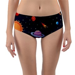 Background-template-with-bright-stars-dark-sky Reversible Mid-waist Bikini Bottoms