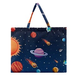 Background-template-with-bright-stars-dark-sky Zipper Large Tote Bag