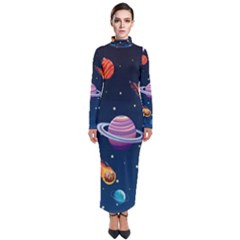 Background-template-with-bright-stars-dark-sky Turtleneck Maxi Dress