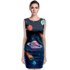 Background-template-with-bright-stars-dark-sky Classic Sleeveless Midi Dress