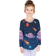 Background-template-with-bright-stars-dark-sky Kids  Long Sleeve Tee