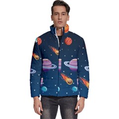 Background-template-with-bright-stars-dark-sky Men s Puffer Bubble Jacket Coat by Jancukart