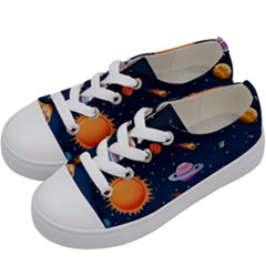 Background-template-with-bright-stars-dark-sky Kids  Low Top Canvas Sneakers by Jancukart