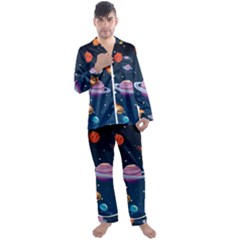 Background-template-with-bright-stars-dark-sky Men s Long Sleeve Satin Pajamas Set by Jancukart