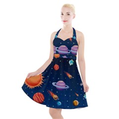 Background-template-with-bright-stars-dark-sky Halter Party Swing Dress 