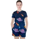 Background-template-with-bright-stars-dark-sky Women s Tee and Shorts Set View1