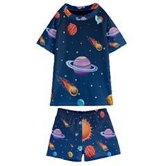 Background-template-with-bright-stars-dark-sky Kids  Swim Tee And Shorts Set by Jancukart