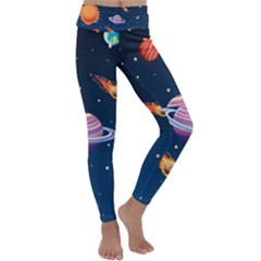 Background-template-with-bright-stars-dark-sky Kids  Lightweight Velour Classic Yoga Leggings