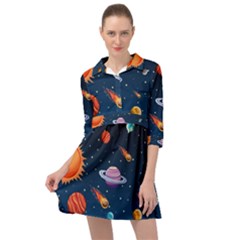 Background-template-with-bright-stars-dark-sky Mini Skater Shirt Dress