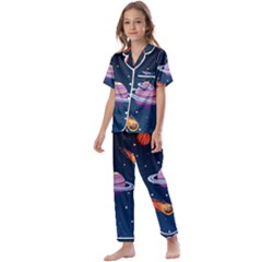 Background-template-with-bright-stars-dark-sky Kids  Satin Short Sleeve Pajamas Set by Jancukart