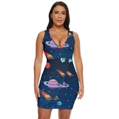 Background-template-with-bright-stars-dark-sky Draped Bodycon Dress