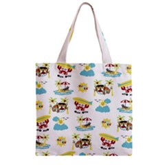 Vector-pattern-with-funny-animals-cartoon-summer-holiday-beach Zipper Grocery Tote Bag