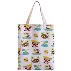 Vector-pattern-with-funny-animals-cartoon-summer-holiday-beach Zipper Classic Tote Bag