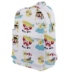 Vector-pattern-with-funny-animals-cartoon-summer-holiday-beach Classic Backpack