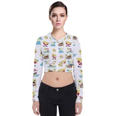 Vector-pattern-with-funny-animals-cartoon-summer-holiday-beach Long Sleeve Zip Up Bomber Jacket