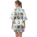 Vector-pattern-with-funny-animals-cartoon-summer-holiday-beach Half Sleeve Satin Kimono  View2