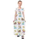 Vector-pattern-with-funny-animals-cartoon-summer-holiday-beach Kids  Short Sleeve Maxi Dress View1