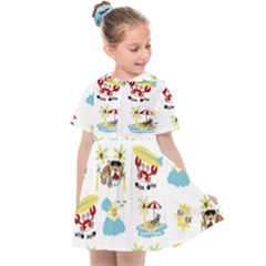 Vector-pattern-with-funny-animals-cartoon-summer-holiday-beach Kids  Sailor Dress