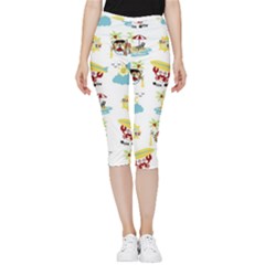 Vector-pattern-with-funny-animals-cartoon-summer-holiday-beach Inside Out Lightweight Velour Capri Leggings 