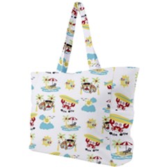 Vector-pattern-with-funny-animals-cartoon-summer-holiday-beach Simple Shoulder Bag