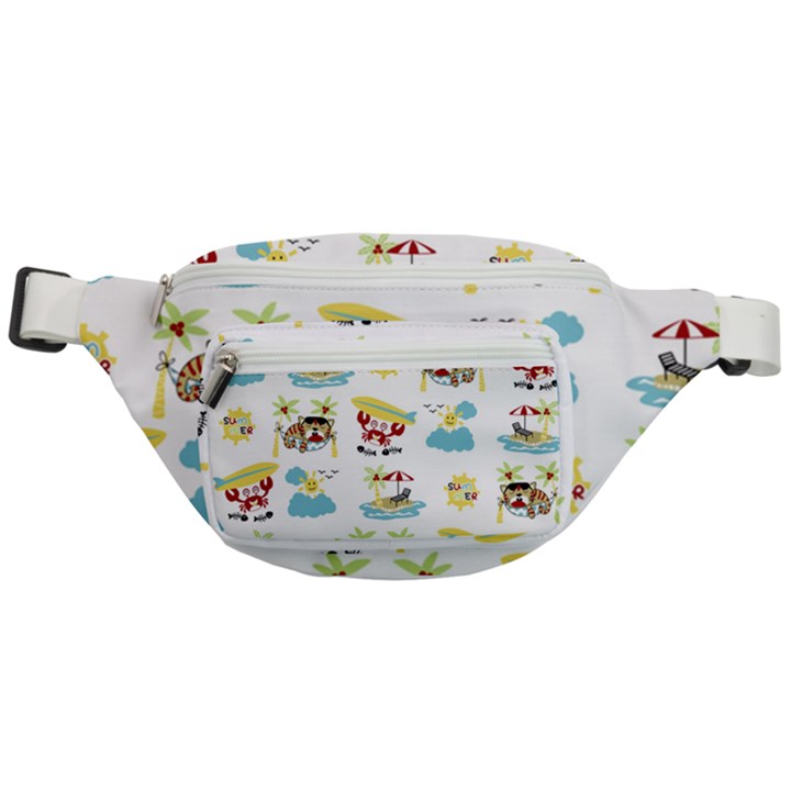 Vector-pattern-with-funny-animals-cartoon-summer-holiday-beach Fanny Pack