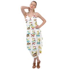 Vector-pattern-with-funny-animals-cartoon-summer-holiday-beach Layered Bottom Dress