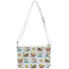 Vector-pattern-with-funny-animals-cartoon-summer-holiday-beach Double Gusset Crossbody Bag