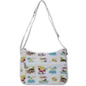 Vector-pattern-with-funny-animals-cartoon-summer-holiday-beach Zip Up Shoulder Bag View3