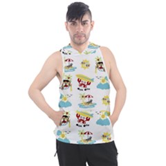 Vector-pattern-with-funny-animals-cartoon-summer-holiday-beach Men s Sleeveless Hoodie