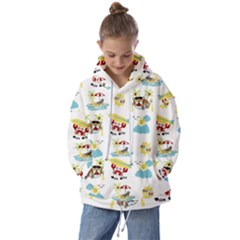 Vector-pattern-with-funny-animals-cartoon-summer-holiday-beach Kids  Oversized Hoodie by Jancukart