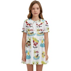 Vector-pattern-with-funny-animals-cartoon-summer-holiday-beach Kids  Sweet Collar Dress