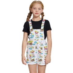 Vector-pattern-with-funny-animals-cartoon-summer-holiday-beach Kids  Short Overalls