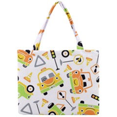 Seamless-pattern-vector-illustration-vehicles-cartoon Mini Tote Bag