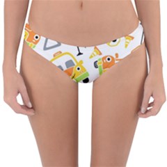 Seamless-pattern-vector-illustration-vehicles-cartoon Reversible Hipster Bikini Bottoms