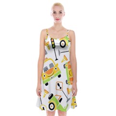 Seamless-pattern-vector-illustration-vehicles-cartoon Spaghetti Strap Velvet Dress