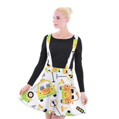 Seamless-pattern-vector-illustration-vehicles-cartoon Suspender Skater Skirt by Jancukart