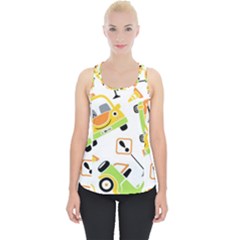 Seamless-pattern-vector-illustration-vehicles-cartoon Piece Up Tank Top