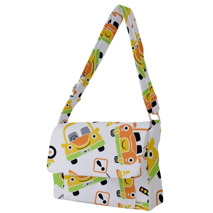 Seamless-pattern-vector-illustration-vehicles-cartoon Full Print Messenger Bag (S)