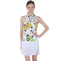 Seamless-pattern-vector-illustration-vehicles-cartoon Women s Sleeveless Polo Tee