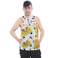 Seamless-pattern-vector-illustration-vehicles-cartoon Men s Sleeveless Hoodie by Jancukart