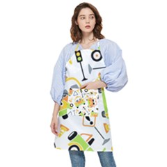 Seamless-pattern-vector-illustration-vehicles-cartoon Pocket Apron