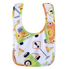 Seamless-pattern-vector-illustration-vehicles-cartoon Baby Bib