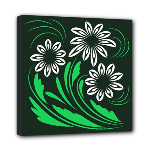 Folk Flowers Floral Art Print Flowers Abstract Art  Mini Canvas 8  X 8  (stretched) by Eskimos