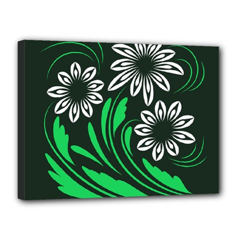 Folk Flowers Floral Art Print Flowers Abstract Art  Canvas 16  X 12  (stretched) by Eskimos