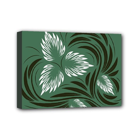 Folk Flowers Floral Art Print Flowers Abstract Art  Mini Canvas 7  X 5  (stretched) by Eskimos