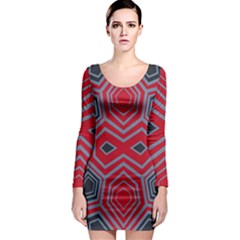 Abstract Pattern Geometric Backgrounds  Long Sleeve Bodycon Dress by Eskimos