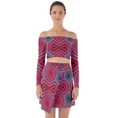 Abstract Pattern Geometric Backgrounds  Off Shoulder Top With Skirt Set by Eskimos